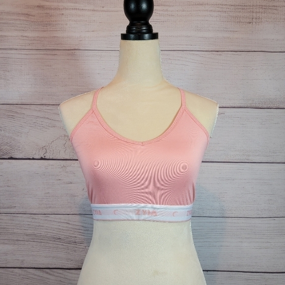 ZYIA Comfort Strappy Sports Bra Pink White Size Medium - Picture 1 of 6